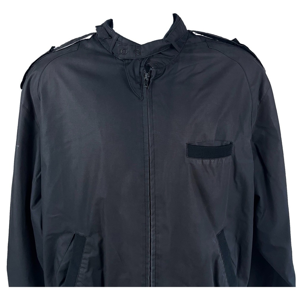 Members Only Black Racer Jacket Iconic Windbreaker Large Vintage Full Zip Bomber
